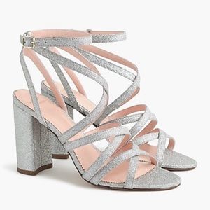 J. Crew Stella Heels Glitter Cross-Strap Size 8 NEW IN BOX